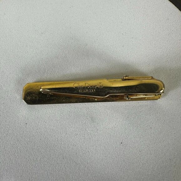 Vintage‎ Christian Dior CD Logo Monsieur in Gold Tone Tie Clip Authentic - Picture 6 of 8